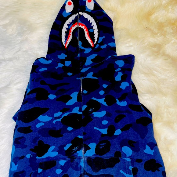 Large/Blue Bape Color Camo 2nd Shark Full Zip Hoodie - Picture 6 of 6